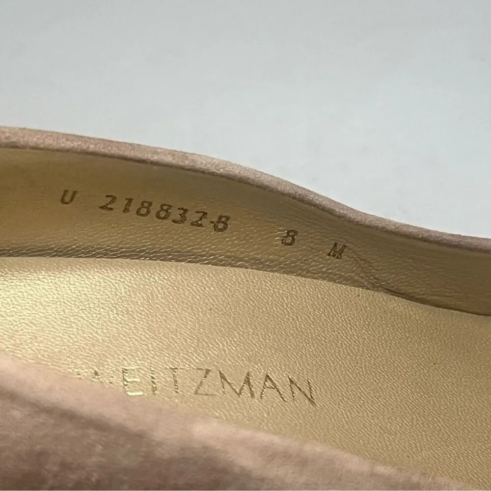 Stuart Weitzman Anna Wedge Peep Toe Designer Shoes Women Sz 8‎ Tan Suede Luxury
